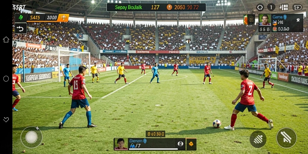 Tampilan menarik permainan sepak bola yang intens.