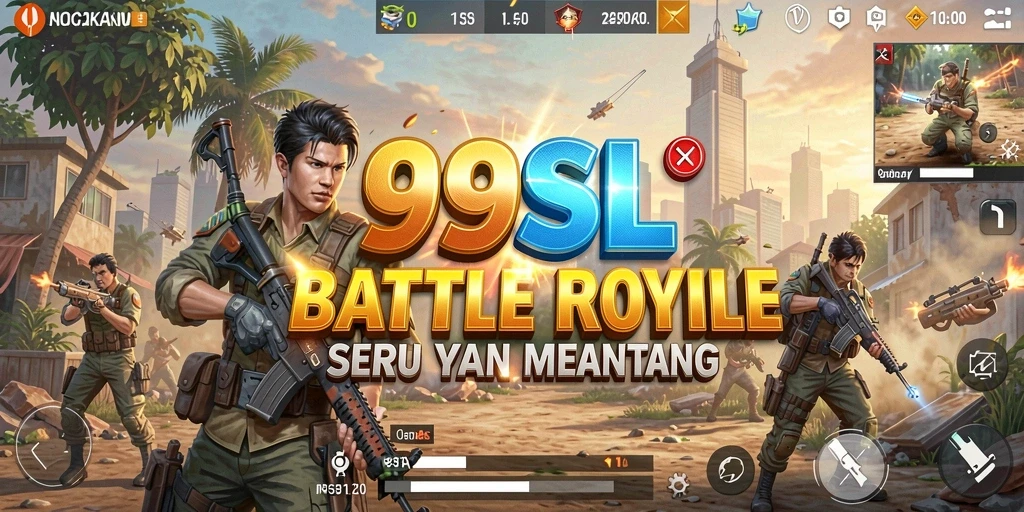 Screenshot gameplay <strong>99SL</strong> yang menampilkan aksi Battle Royale yang mendebarkan.