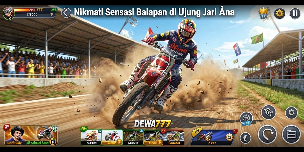 Gameplay balapan DEWA777 dengan mobil-mobil yang sangat detail.