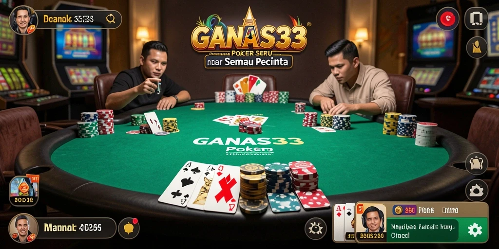 Tangkapan layar menunjukkan pengalaman bermain Poker yang mendebarkan.