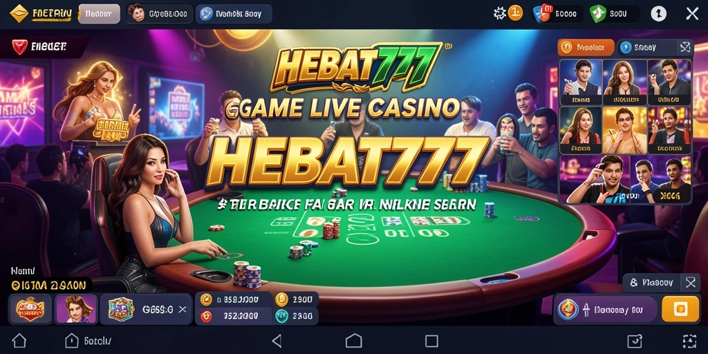 Screenshot HEBAT777 menampilkan dealer live dan permainan kasino yang mendebarkan.