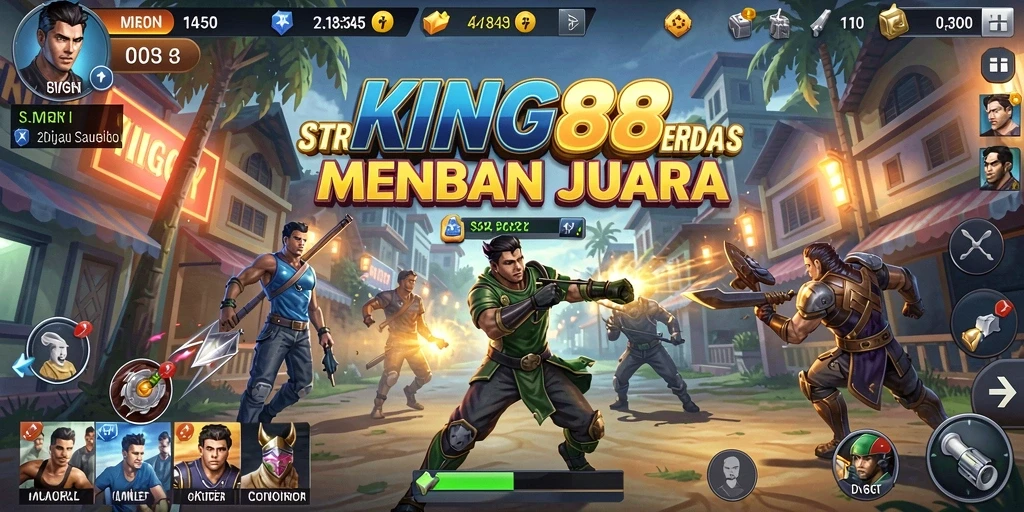 Tangkapan layar gameplay KING88 yang menunjukkan pertempuran strategis yang intens.