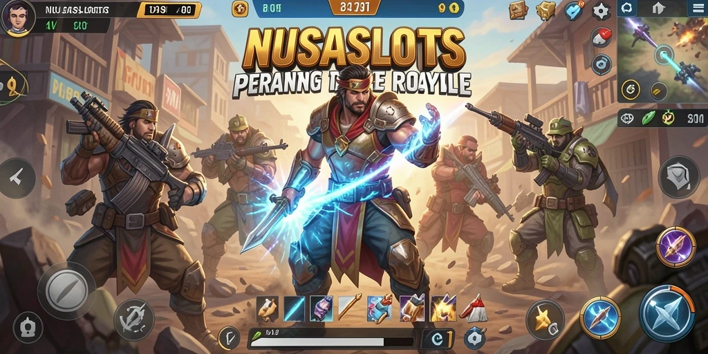 Gameplay intens NUSASLOTS dalam pertempuran Battle Royale.
