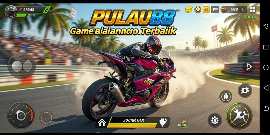 Screenshot PULAU88 menampilkan aksi balapan motor yang menegangkan dan adrenalin tinggi.