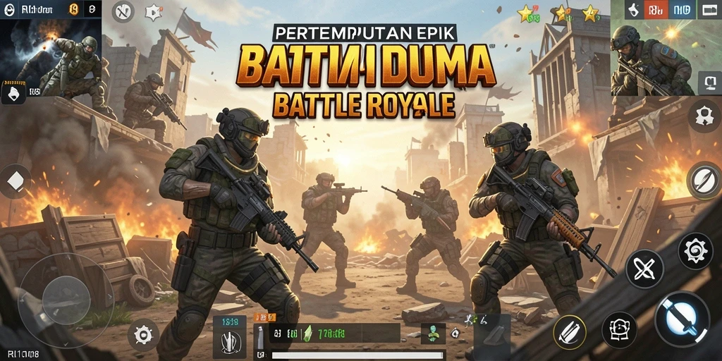 Tangkapan layar utama RI188 menampilkan aksi Battle Royale yang mendebarkan.