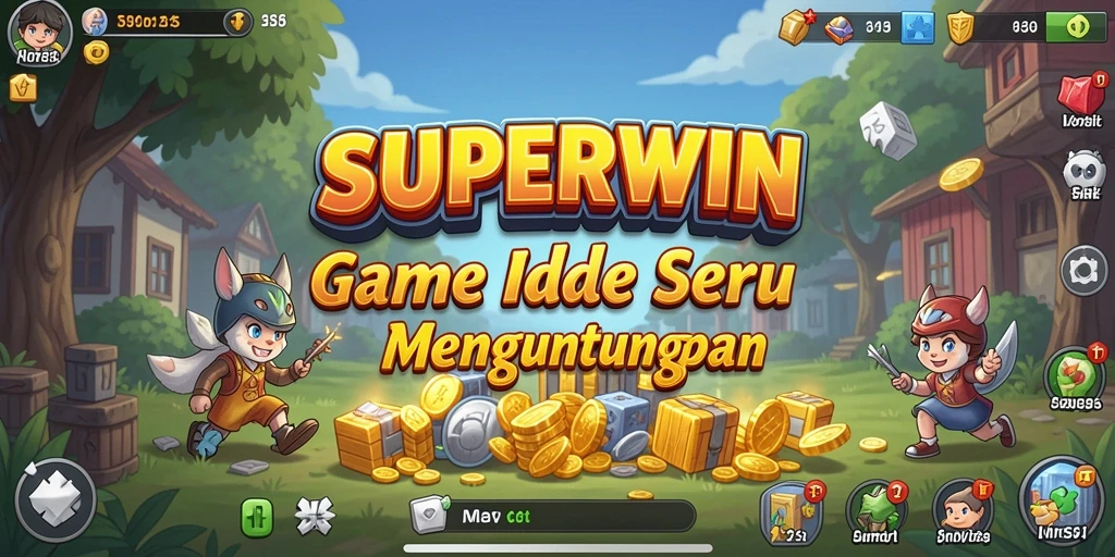 Screenshot gameplay <strong>SUPERWIN</strong> menampilkan dunia yang berkembang dengan pesat.