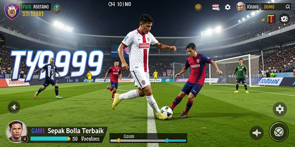 Gameplay seru T9999 dengan aksi sepak bola yang mendebarkan.