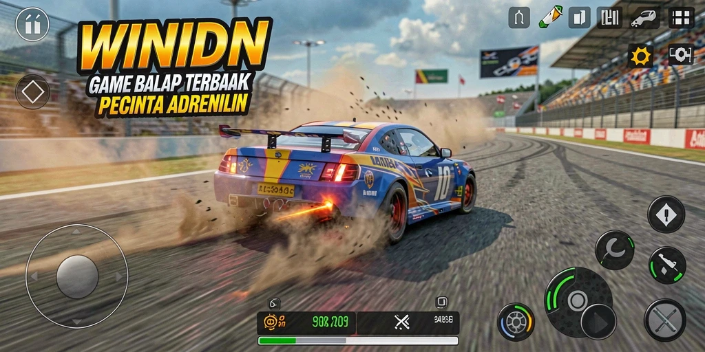 Tampilan gameplay balap yang seru di WINIDN.