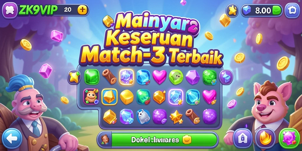 Screenshot gameplay ZK9VIP yang menunjukkan keseruan permainan Match-3.